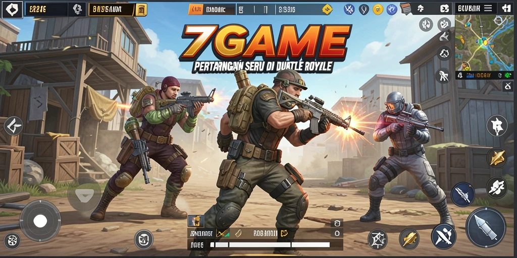 Tampilan gameplay mencengangkan dalam <strong>7GAME</strong> dengan aksi Battle Royale yang seru.