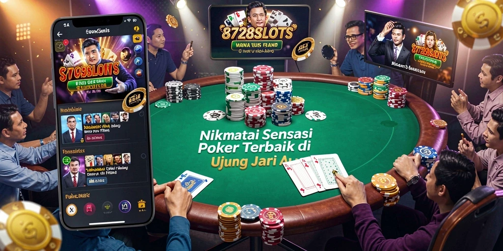 Tampilan utama dari gameplay Poker yang menegangkan di 8728SLOTS.