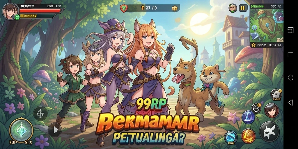 Tampilan dari permainan Anime yang menarik dan penuh warna.