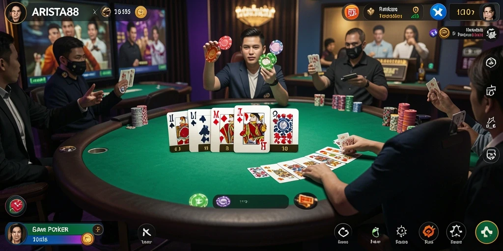Tampilan gameplay Poker yang menarik dan kompetitif di ARISTA88.
