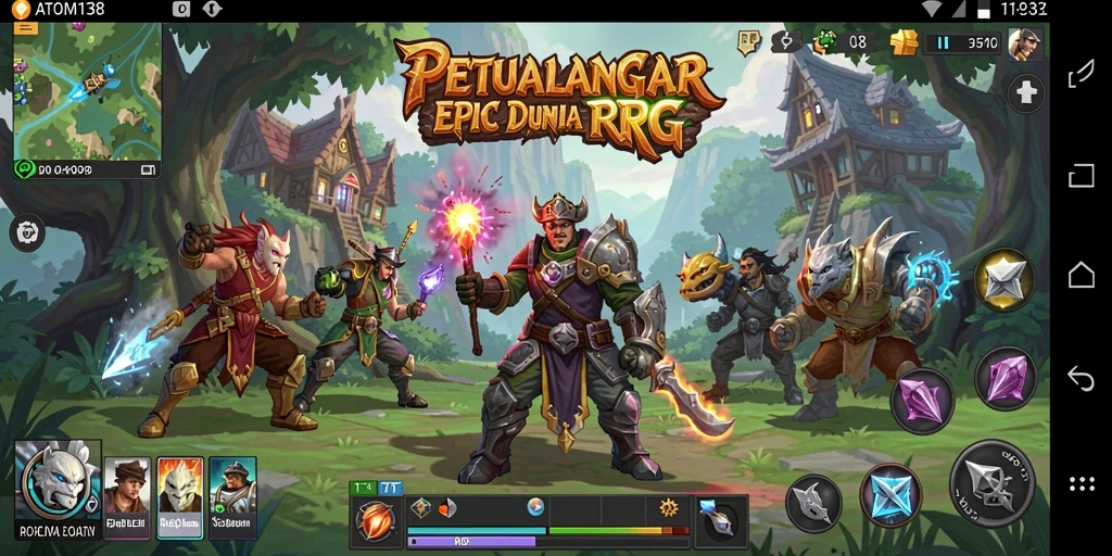 Tampilan gameplay RPG yang mendebarkan dan penuh aksi di ATOM138.