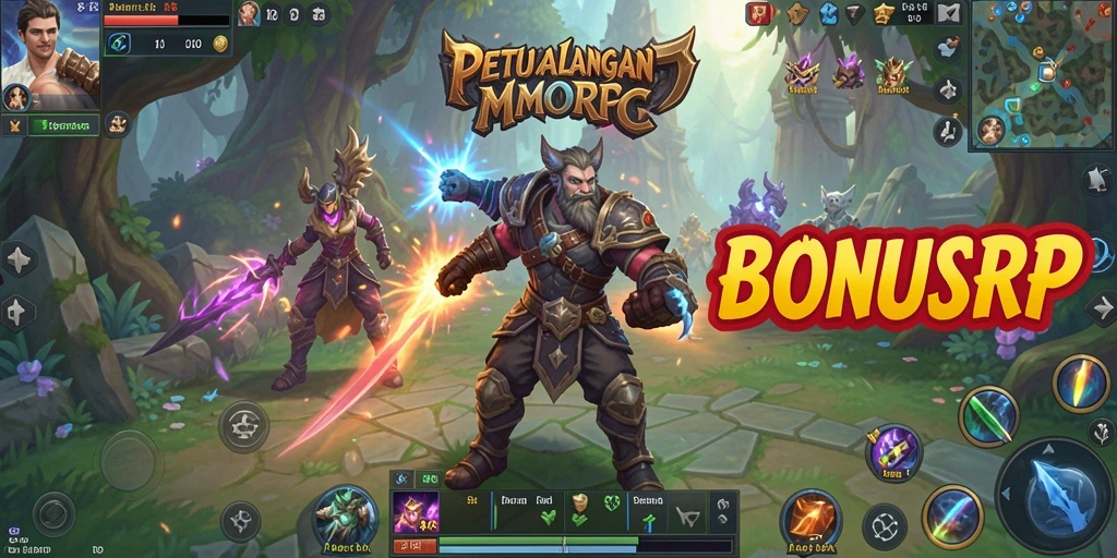 Screenshot BONUSRP menampilkan aksi seru dalam pertempuran MMORPG.
