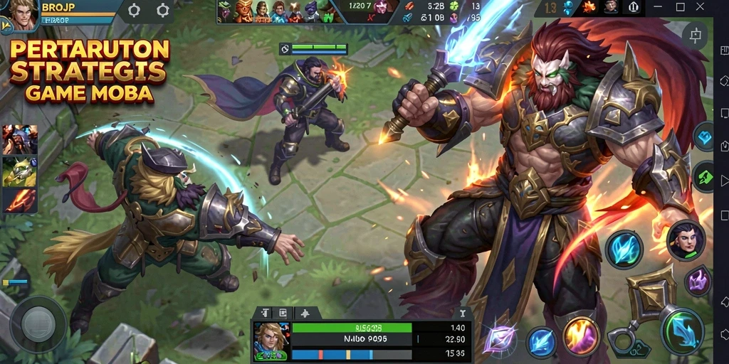 Screenshot BROJP menampilkan aksi seru dalam pertarungan MOBA.