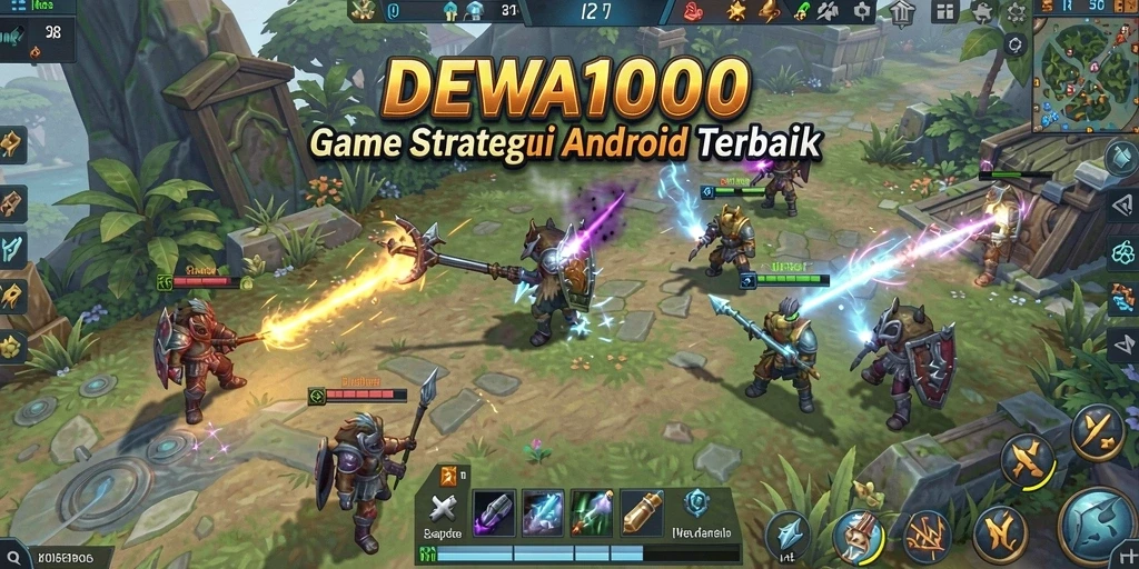 Tangkapan layar DEWA1000 menampilkan pertempuran strategis yang mendebarkan.