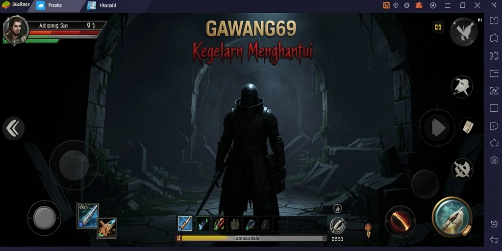 Screenshot gameplay GAWANG69 yang menegangkan di suasana gelap.