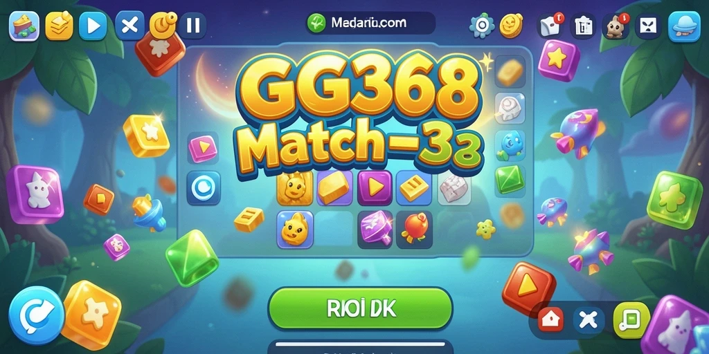 Screenshot gameplay GG368 menampilkan aksi mencocokkan blok warna-warni.