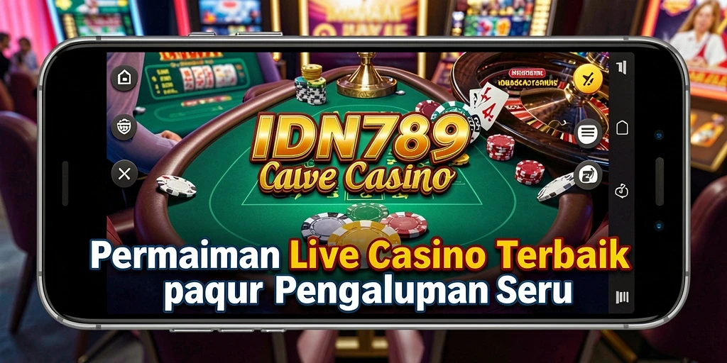 Screenshot gameplay IDN789 yang menunjukkan dealer profesional dan tabel permainan.
