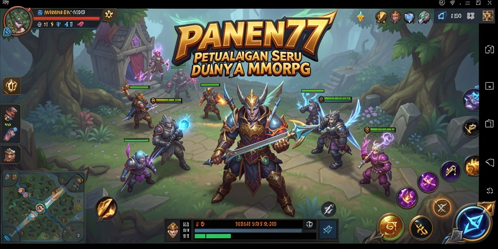 Screenshot utama PANEN77 menampilkan aksi seru dalam pertempuran MMORPG.