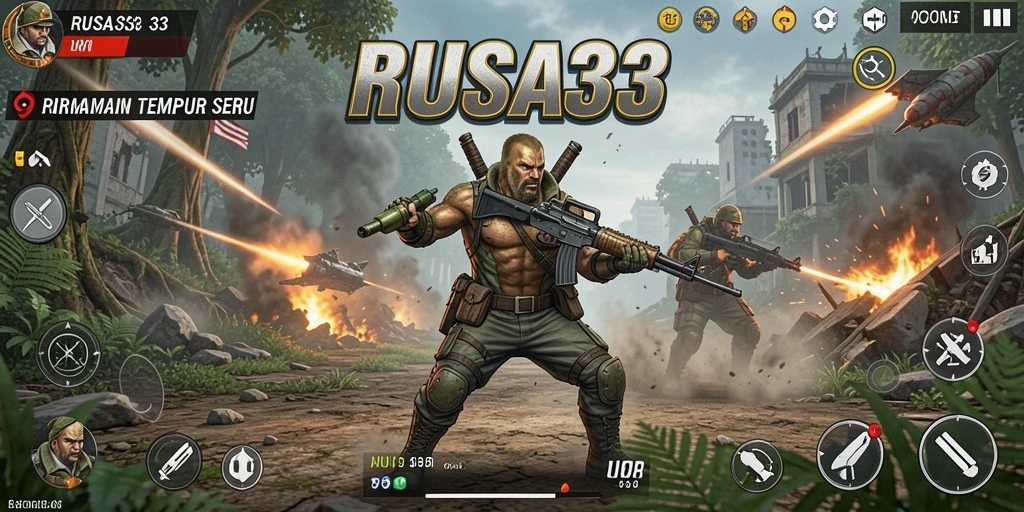 Screenshot gameplay RUSA33 menampilkan aksi tembak-menembak yang seru dan interaktif.