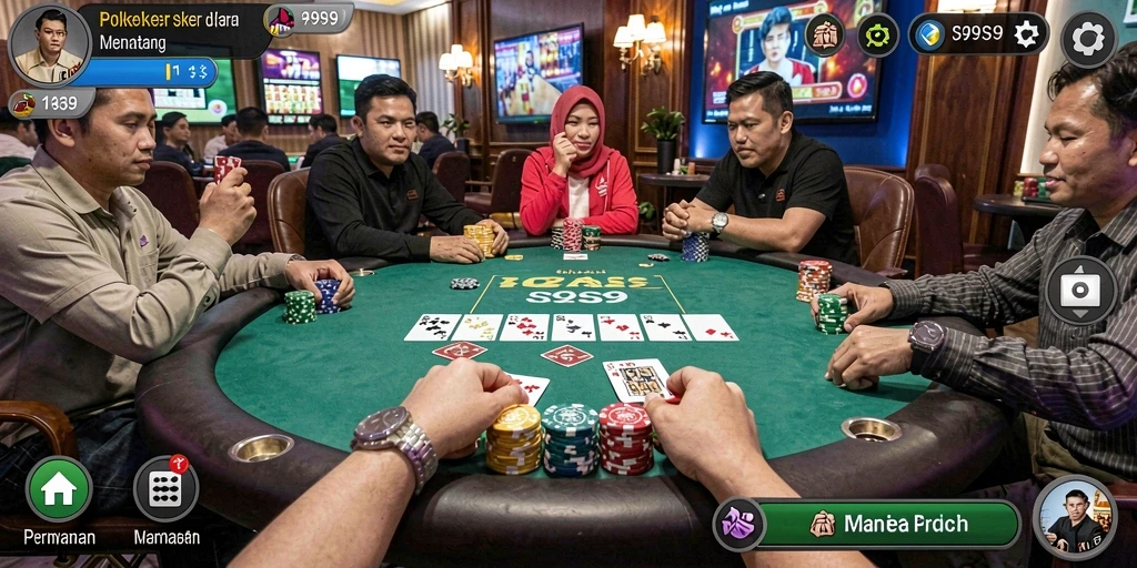 Tampilan menarik dari gameplay poker di S9S9