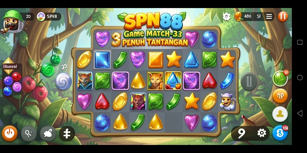 Tampilan gameplay SPN88 yang seru dengan tantangan Match-3.
