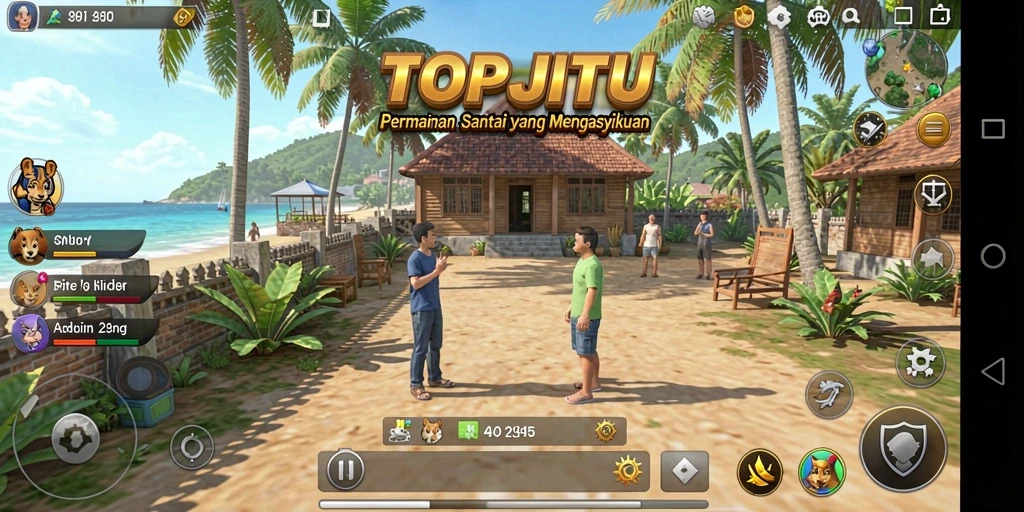 Tampilan gameplay TOPJITU yang mengasyikkan dan berwarna-warni.
