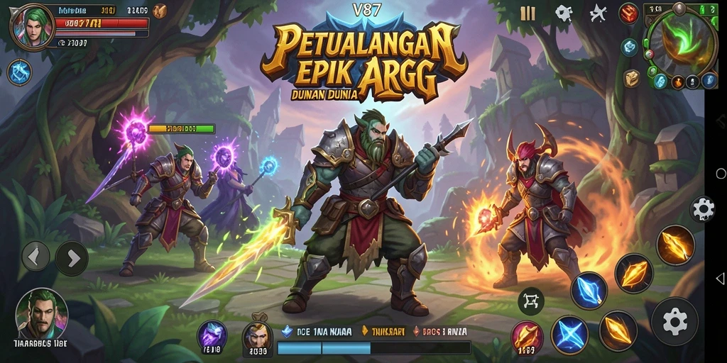 Tangkapan layar gameplay V87 menunjukkan aksi pertarungan yang intens.