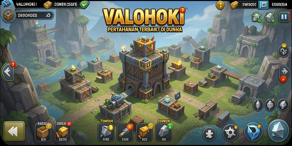 Gameplay VALOHOKI menampilkan pertahanan aktif melawan gelombang musuh.