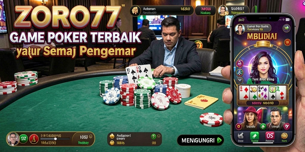 Tampilan gameplay Poker yang menarik di ZORO77.
